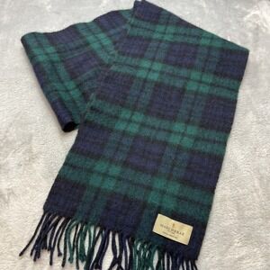 Marchbrae Edinburgh 100% Lambswool Scarf Black Watch Plaid Tartan Tassle Fringe